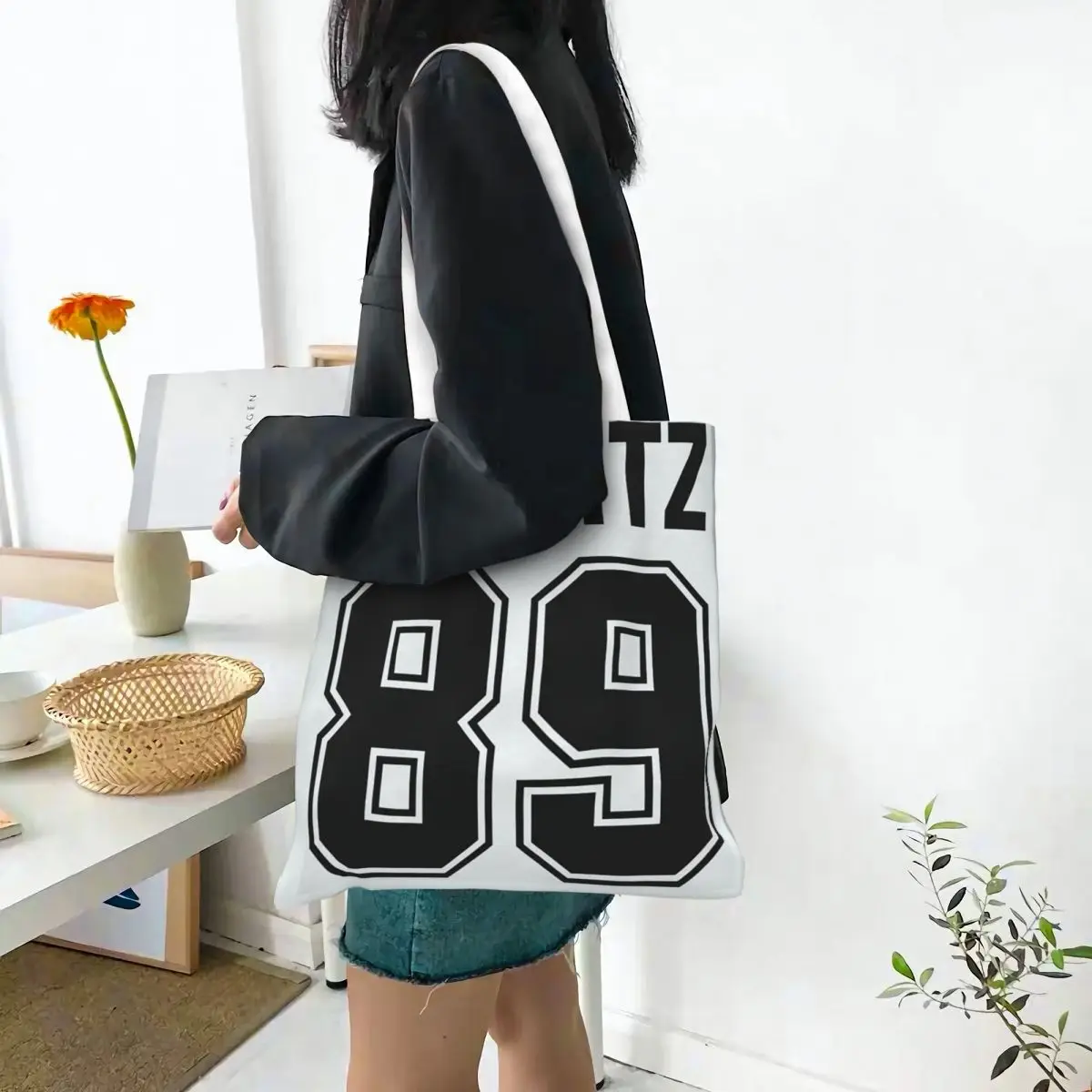 Tokio Hotel Emblem Shopping Bags Canvas The Tote Bag Foldable for Girls Shoulder Tote Travel Handbag