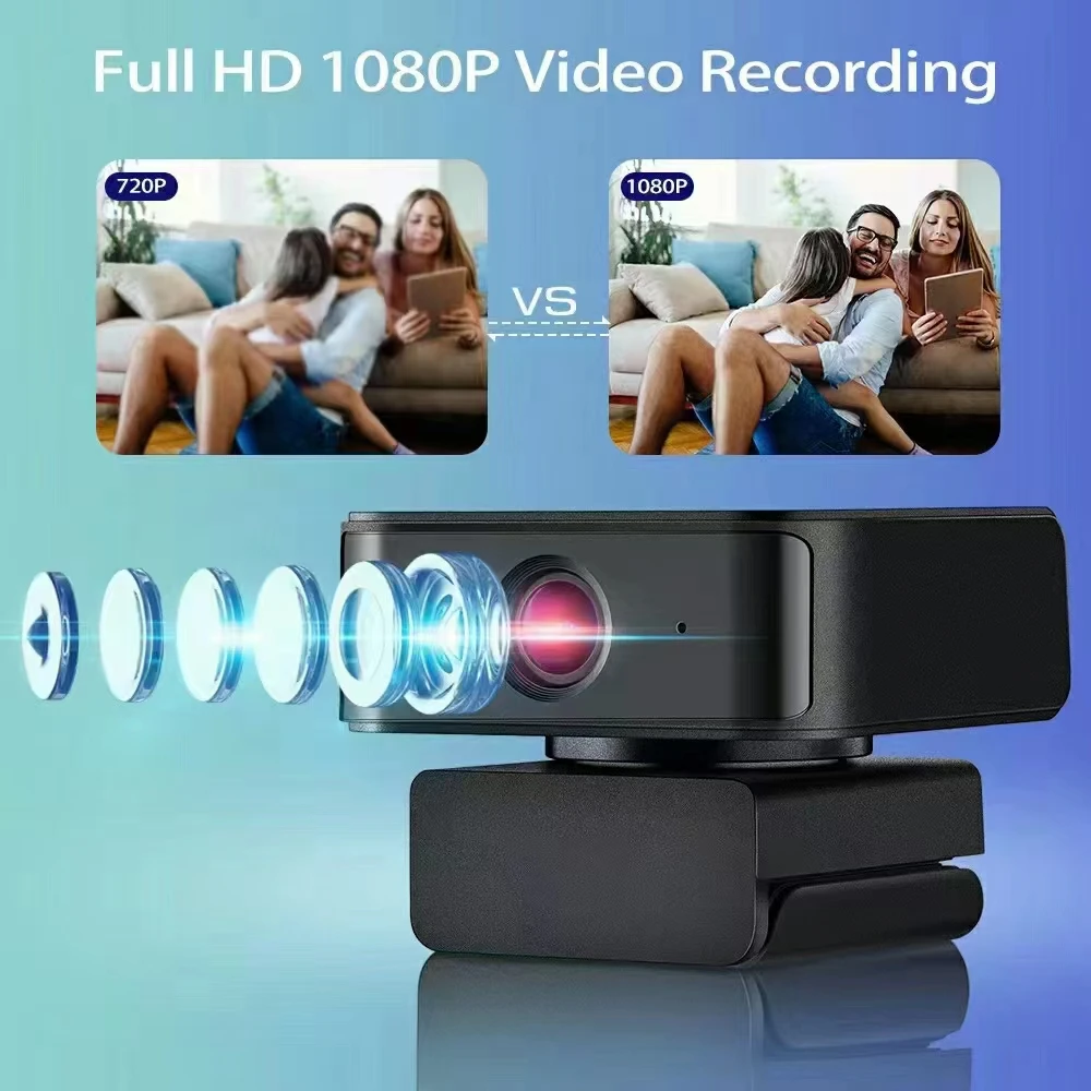 2MP Webcam 360Degree AI 1080P Tracking Wireless USB Webcam For Boardcast Online Teaching Video Camera PC Laptop Digital Camera