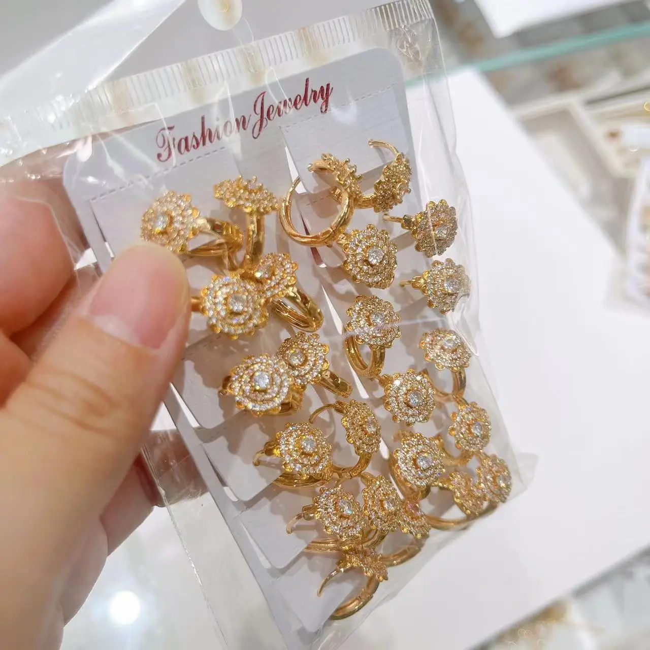 12 Pairs Multi-Layer Floral Micro-Set Zirconia round Hoop Earrings Fashion Jewelry Set Birthday Gift Accessories