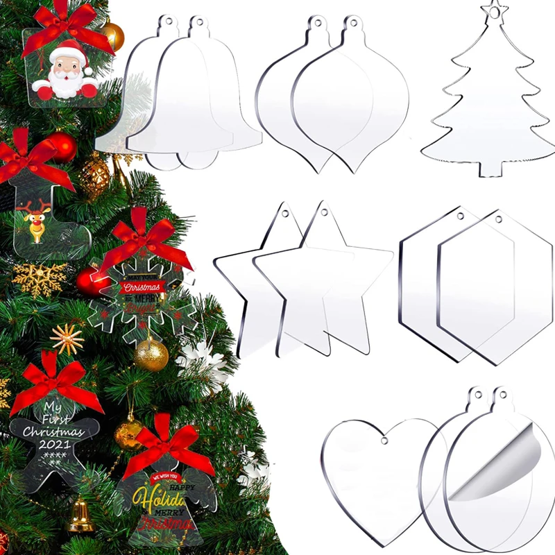 2mm Clear 3inch Acrylic Ornament Blanks DIY Accessories For Christmas Day Wedding Party Home Decoration