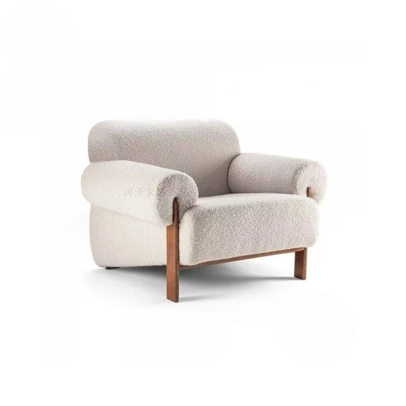 Medieval solid wood sofa simple living room chair household small apartment straight row fabric sofa