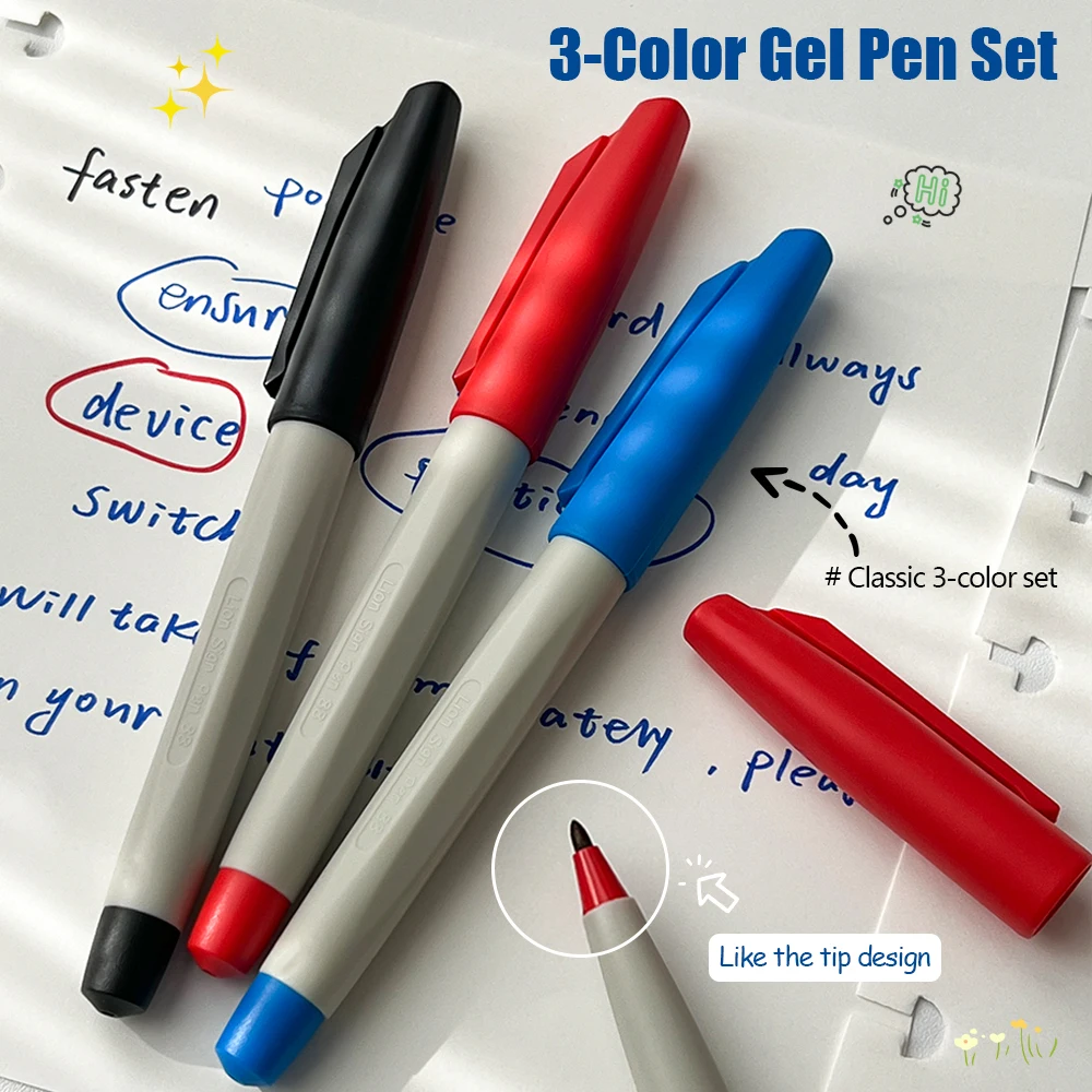 

Набор 3-цветных гелевых ручек 1 мм, быстросохнущие маркеры для домашних заданий, красные, зеленые, синие, ручка с надписью «Лев» для художественного рисования заметок