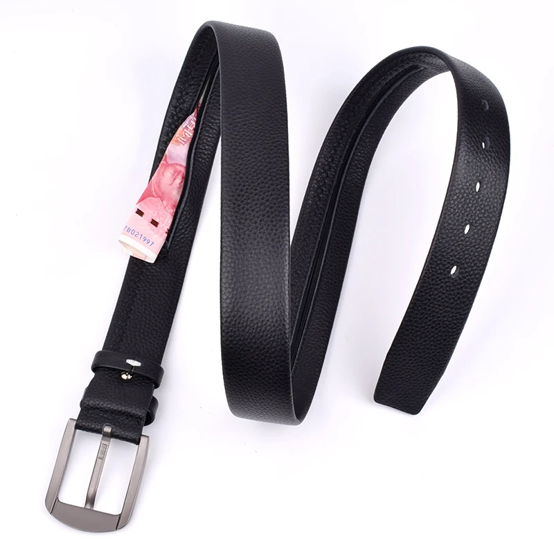 

Genuine Leather Zipper Hidden Cash Belt Travel Anti Theft Belt Pin Buckle Belt Waist Pack Outdoor Cash Secret Pocket Wallet