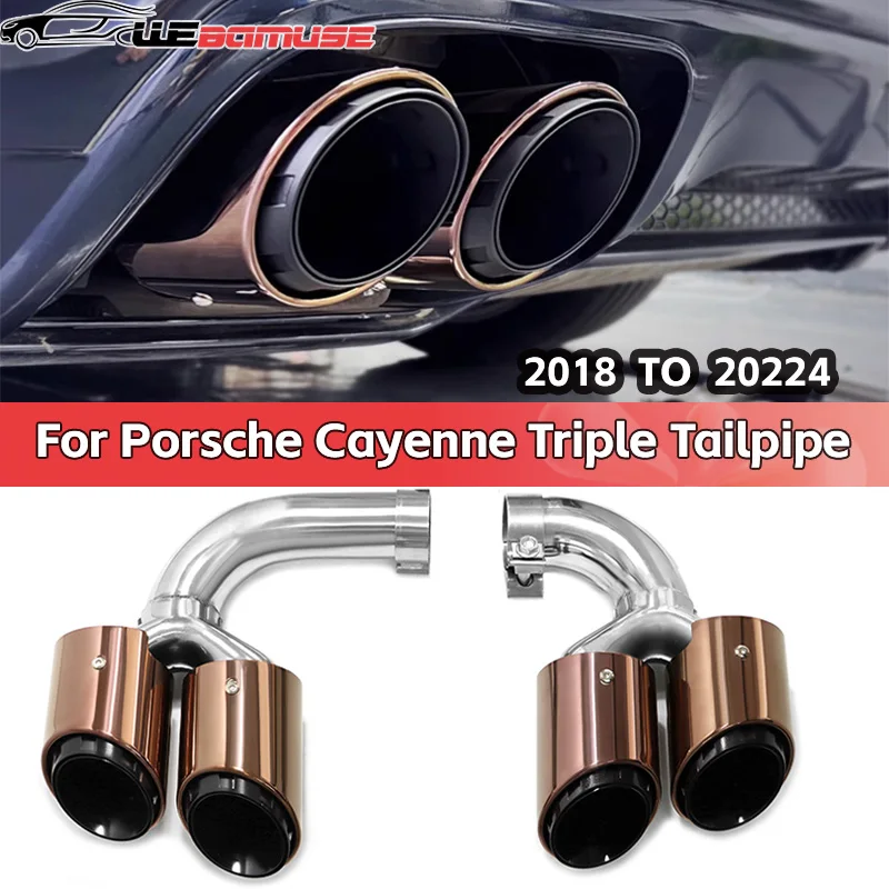 

Quad Exhaust Tip for Porsche Cayenne Hybrid Gasoline Vehicles 2018 to 2024 Muffler Tip Tailpipe Exhaust System Nozzle Tip