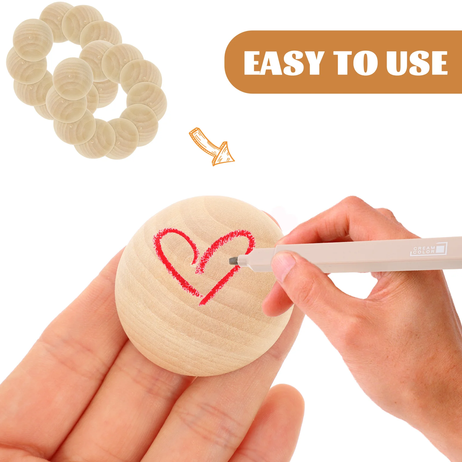 

100pcs Decoration Accessories Unfinished Natural Wooden Semicircle Balls No Holes For Diy Jewelry Craft Beads Hemisphere Wood