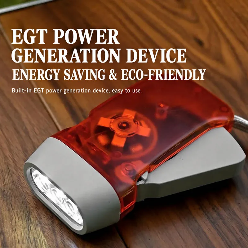 Mini Hand-Crank Power Flashlight 3 LED Dynamo Torch ABS Material Manual Generating Lamp Lockable Crank Handle Energy Saving Eco