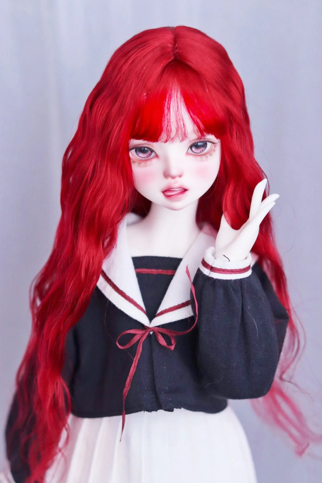人形用ヘア-1-3-1-4-bjd-人形の髪、ネプチューンレッドモヘアウィッグ送料無料