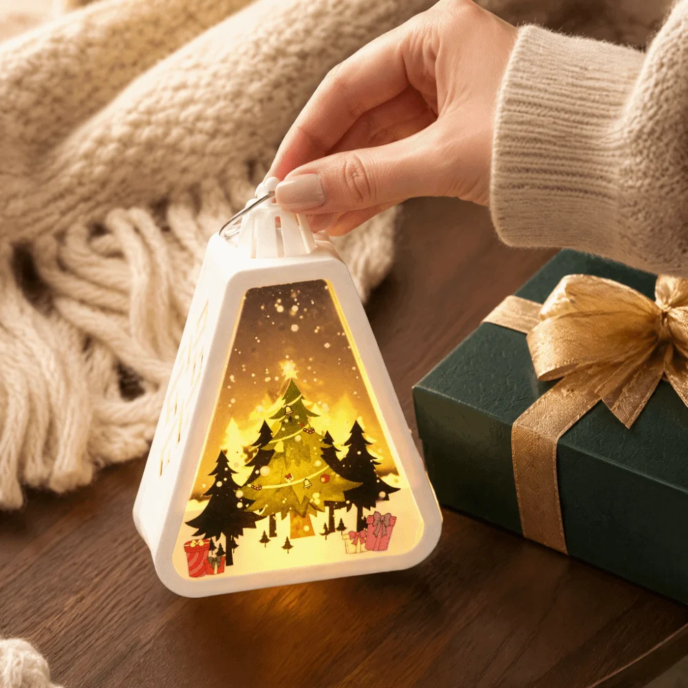 Vintage Style Christmas Lantern Decor Retro Design Soft Glowing Desktop Night Lamp Light Up Delicate Craftsmanship