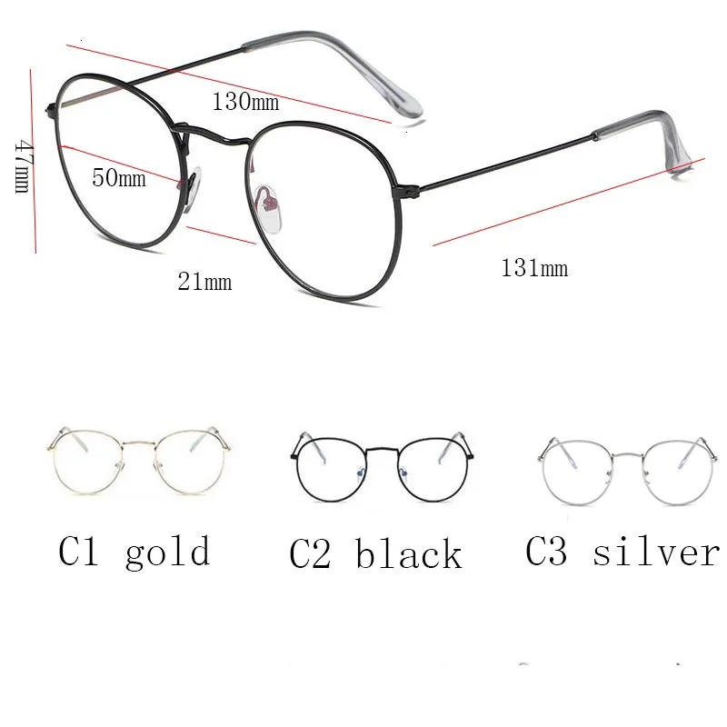 Fashion Transparent Round Women Eyewear Vintage Computer Play Metal Frame Glasses Women Men Blocking Glasses