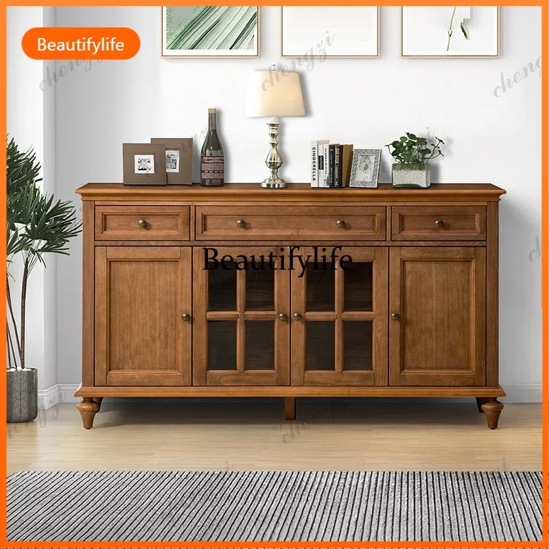 A73 old solid wood dining side cabinet living room locker kitchen wall locker
