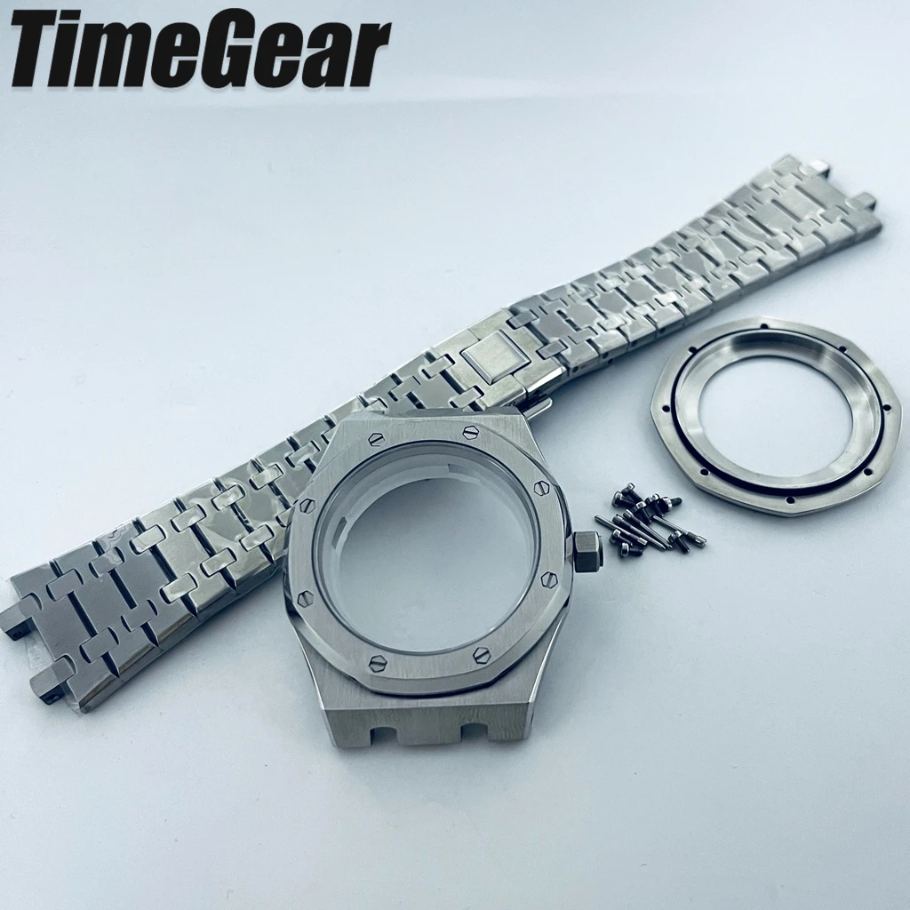 41mm AP Sapphire Crystal Watch Parts For NH34 NH35 NH36 NH38 NH70 Octagonal Stainless Steel MOD Bracelet Transparent Watch Case