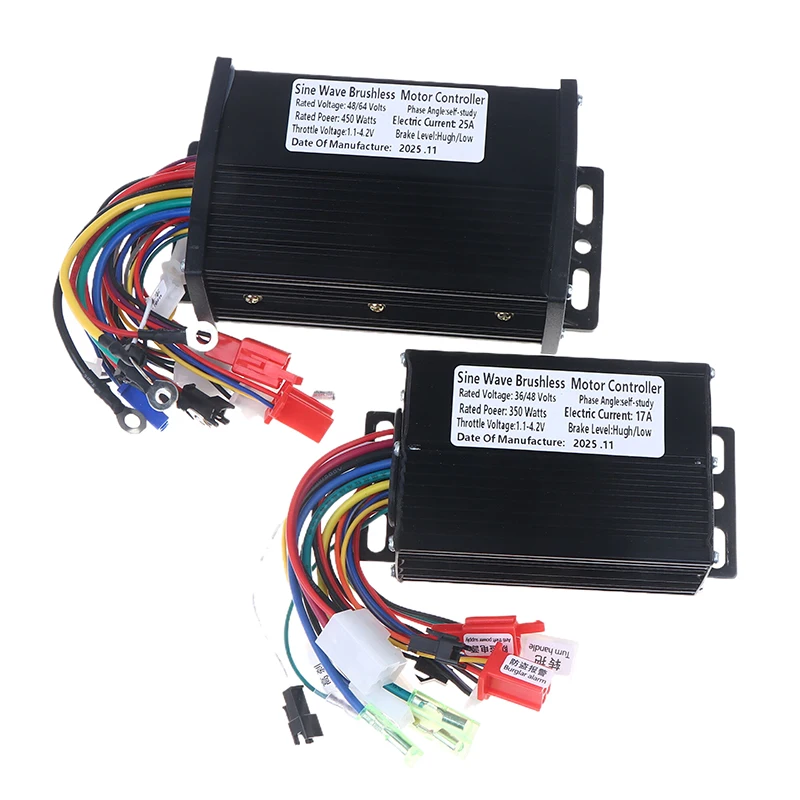 1PC 36V 48V 20A Sine Wave Brushless Motor Controller - 350W-500W For E-Bike, Compatible With SM Connectors