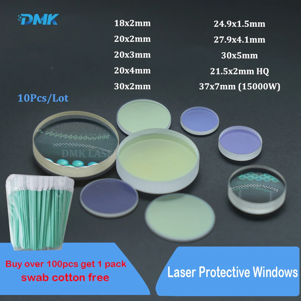 DMK-lentes protectora láser de fibra óptica para cabezal de corte láser, 10 piezas, 20x2, 20x3, 27,9x4,1, 37x7, 1064nm, gran oferta