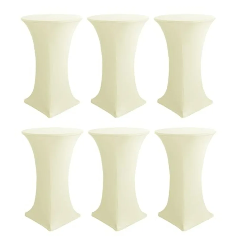 

Cocktail Table Covers 6 Pack Fitted Stretch Spandex Square Corners Butter Cream for 30-32 Inch Diameter x 43 Inch Hght Tables