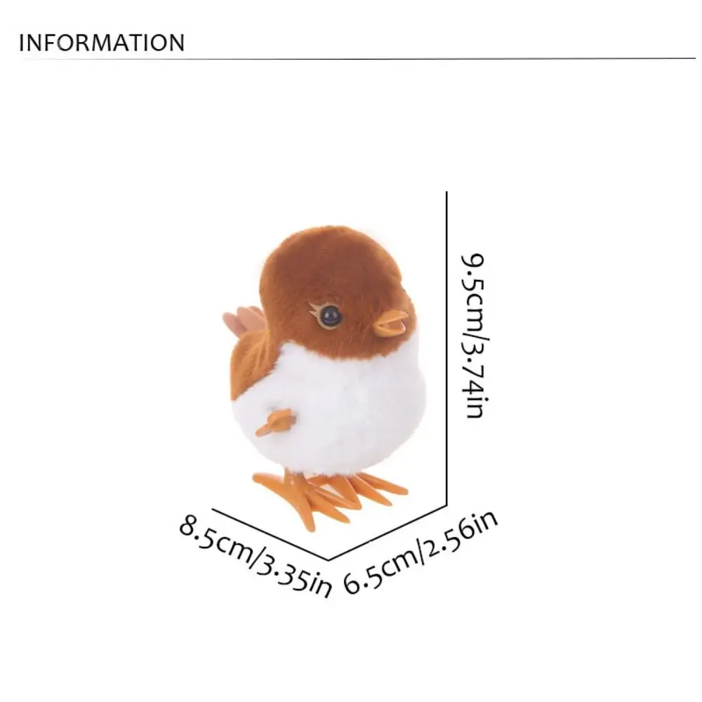 Doll Cute Sparrows Wind Up Jumping Toy Plush Lifelike Clockwork Spring Bird Toy Guide Baby Crawling Toy Walking Gifts