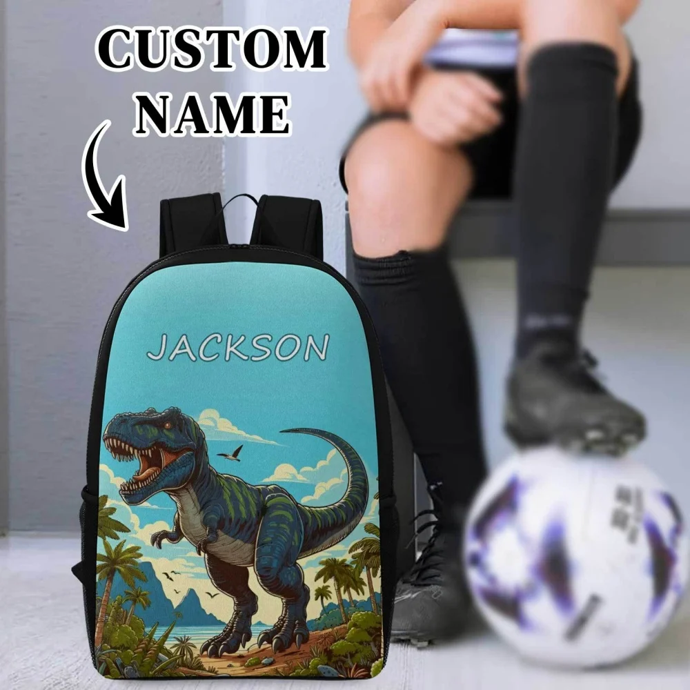 Custom Name Dinosaur Backpack for Boys, Personalized Kids School Bookbag Large Capacity Casual Travel Daypack for Children