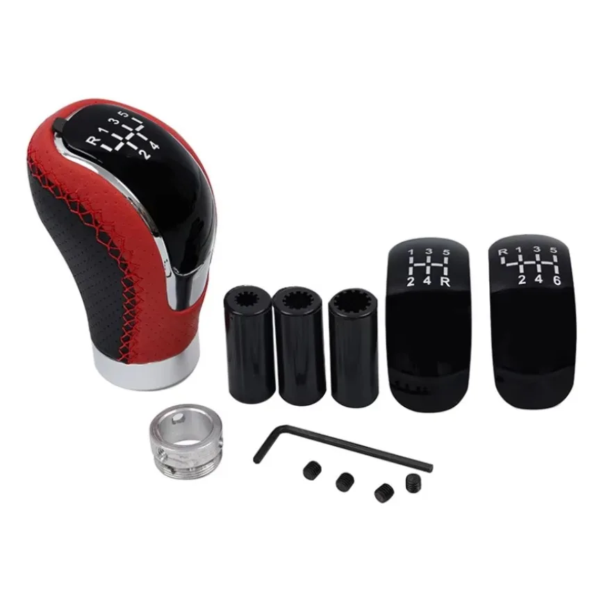 Universal 5 6 Speed Black Gear Shift Knob Shitfer Lever Stick Replacement for All Manual Car Black and Red Available 1SET