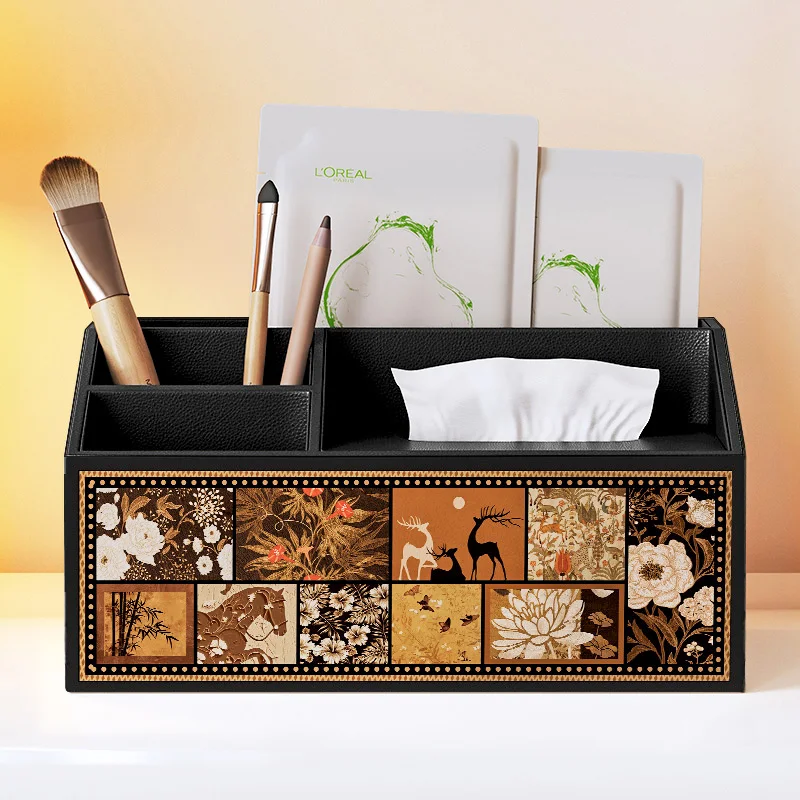 

Роскошная коробка для салфеток в стиле ретро, коробка для хранения с дистанционным управлением, журнальный столик для гостиной, настольный пылезащитный дизайн, прямоугольная кожаная коробка