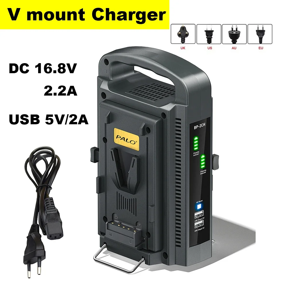 V Mount Battery Charger DC 16.8V Dual-Channel V Lock V-Mount Battery Charger PD Fast Charger for Most V Mount Batteries Camera