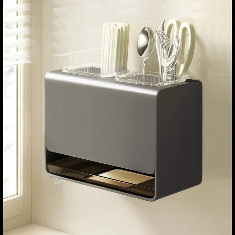 

SHUN Storage box, gun ash, kitchen chopstick barrel, household chopstick cage, tabletop, chopstick basket,