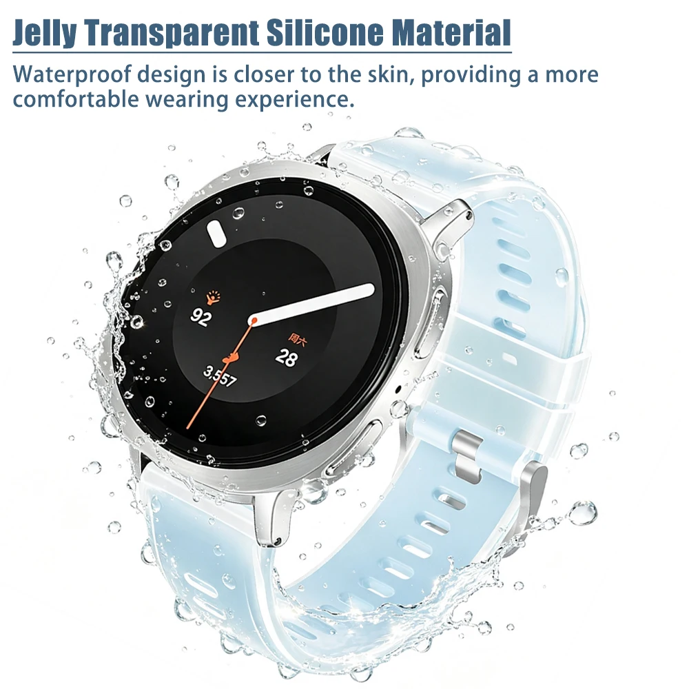 Translucent Two Tone Silicone Band for Samsung Galaxy Watch 9 40mm 44mm Watch8 Classic 46mm Strap for Women Men Bracelet Correa