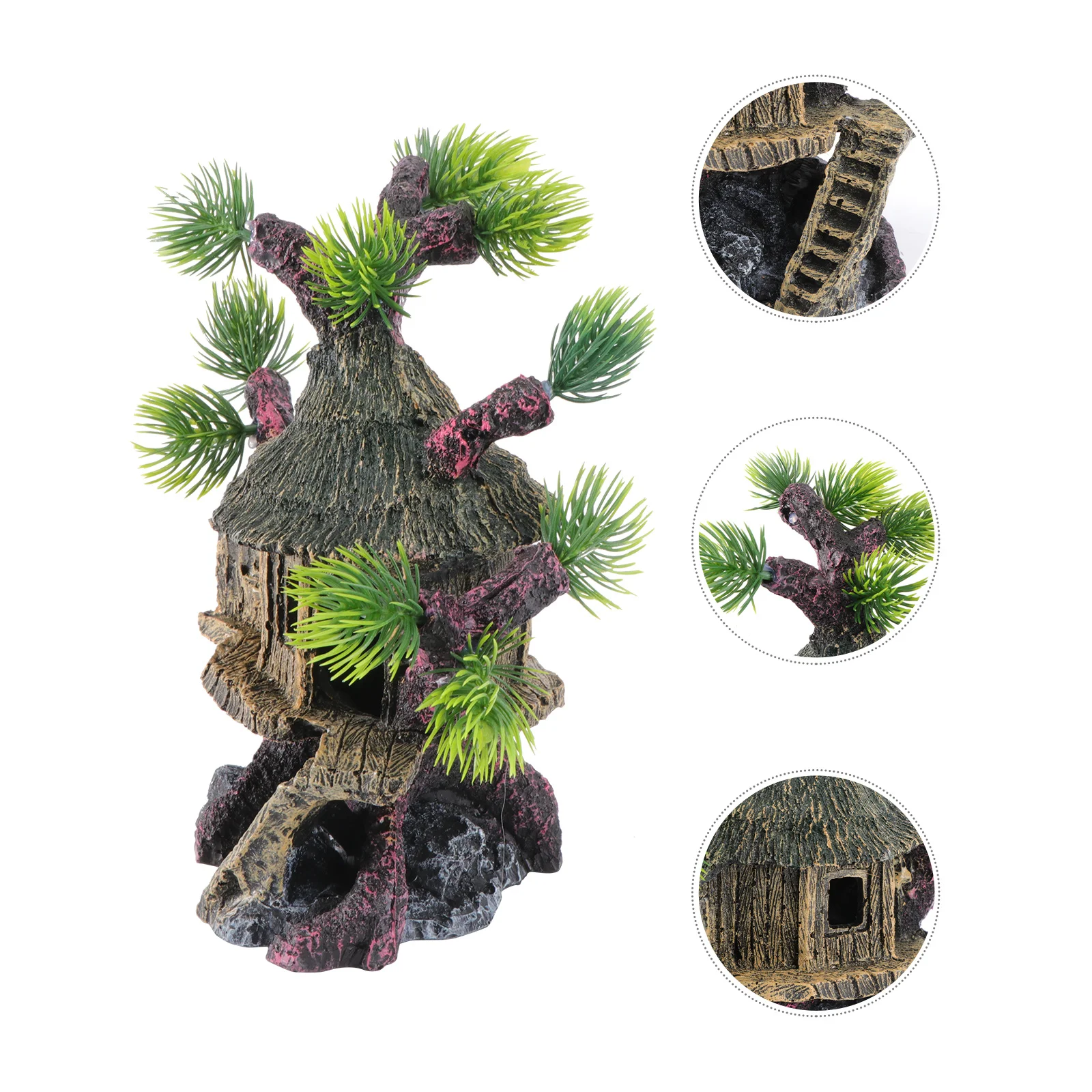 

1Pcs Tree Branch Birdhouse Aquarium Decor Resin Craft Waterproof Long-Lasting Fish Tank Landscape Ornament for Home Office Desk