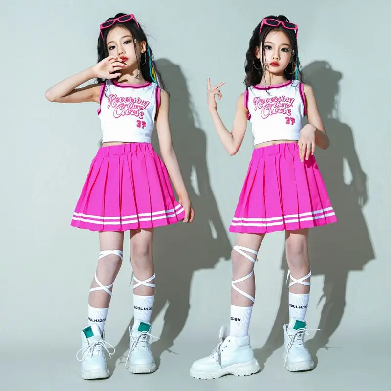 Kinder Hip Hop Sommer Kleidung Sets T-shirt Street Dance Rock Mädchen Crop Top Nette Outfits Kinder Jazz Cheerleader Kostüme