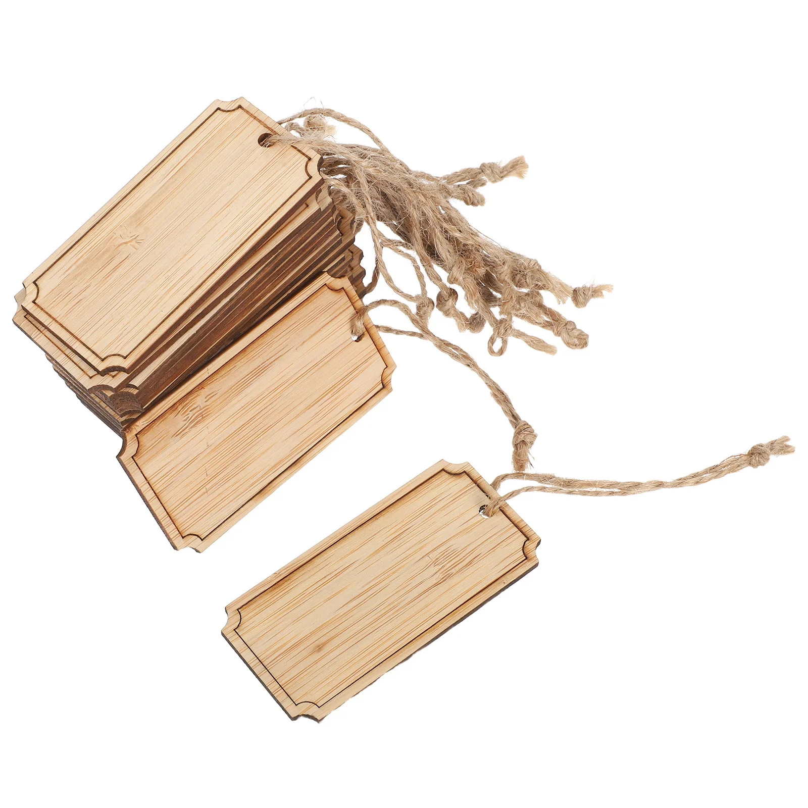 

20pcs Bamboo Hanging Plant Tags Blank Rectangle Labels For Outdoor Garden Markers Reusable Nursery Plant Name Signs Rope Hanging