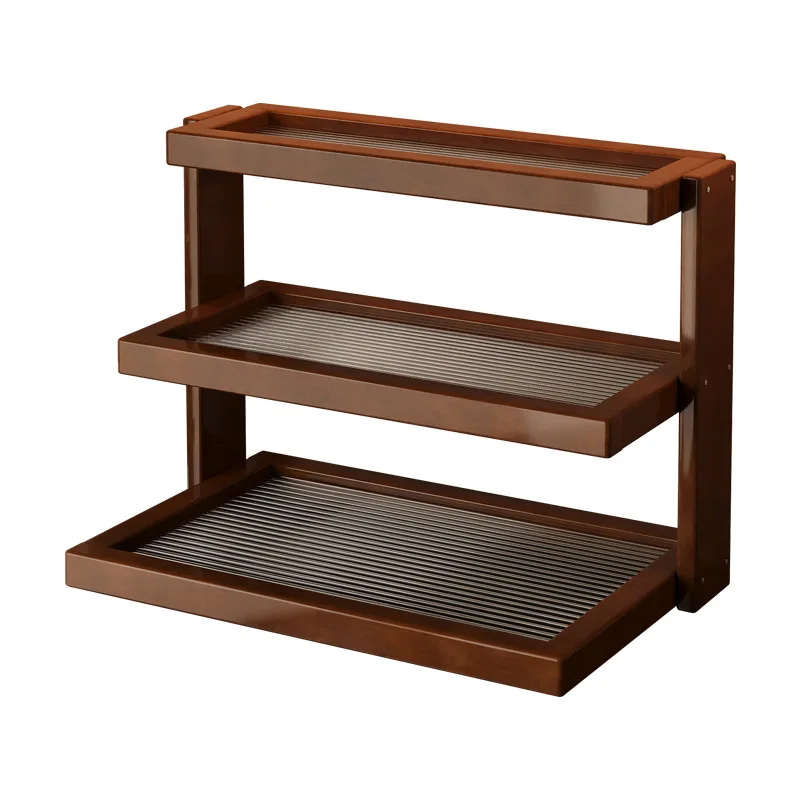 

Bamboo Spice Organizer Shelf Kitchen Storage Rack Countertop Cup Holder Desktop Organizing Tray