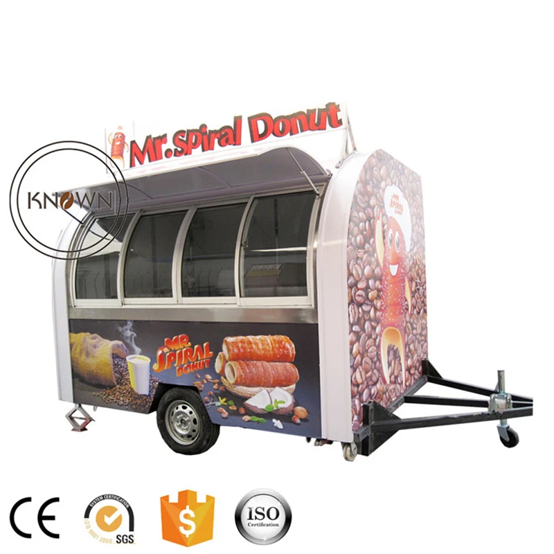 2019 popular world  with big window street fast food cart trailer with shipping by sea