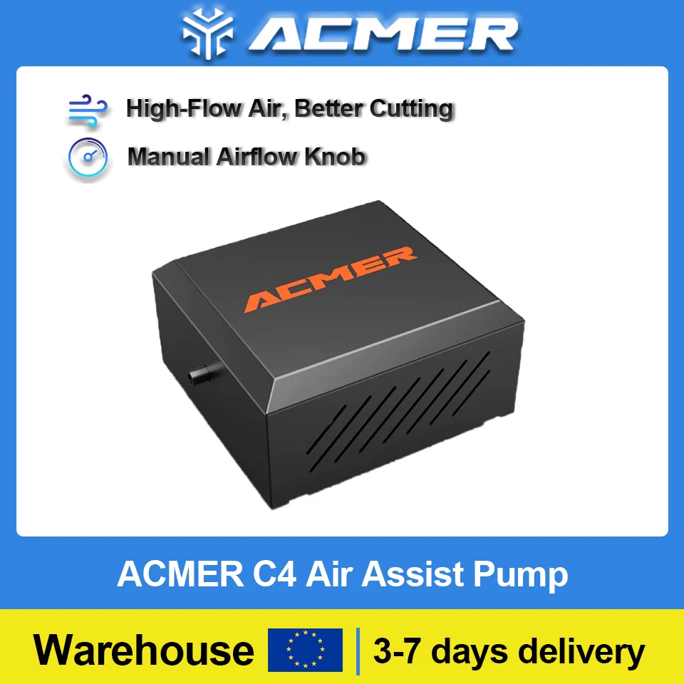 Acmer c4 sistema de assistência de ar 30l/min kit de assistência de ar melhorar a qualidade de corte remover fumaça poeira para máquina de corte gravador a laser