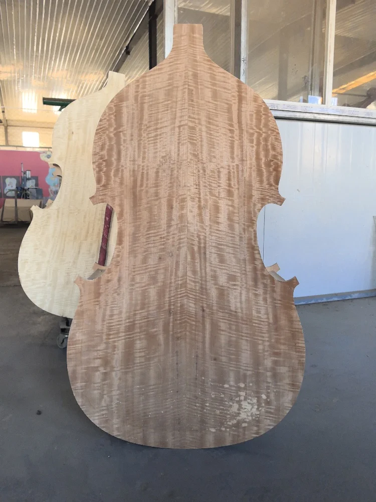 Manufacturer's self sold bass solid wood panel, plywood backboard, flame maple wood, 3/4 bass violin case