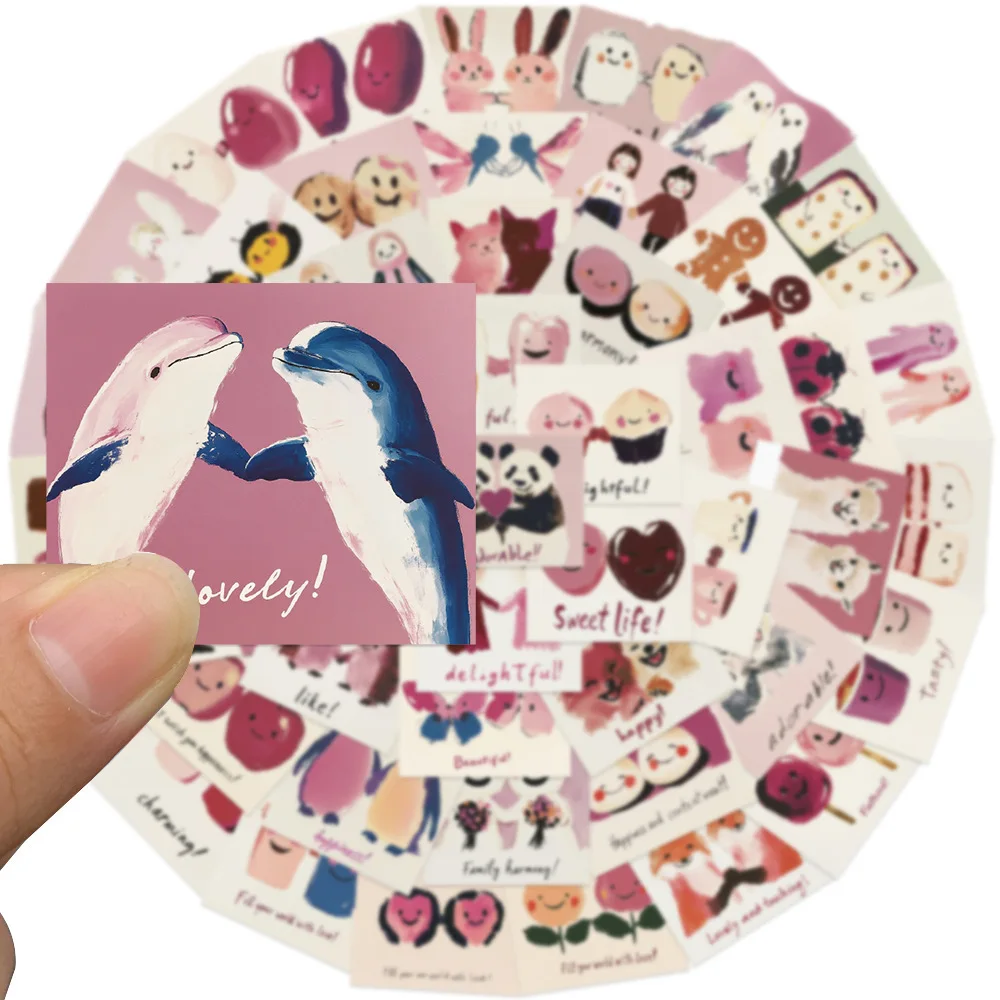 10/50PCS Adesivos Fofos Pintados à Mão para o Dia dos Namorados, Decoração Criativa de Graffiti DIY para Capas de Celular, Cadernos, Copos de Água e Brinquedos