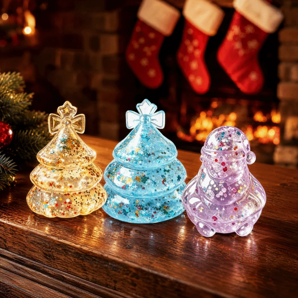 Slow-Rebound Christmas Squishy Glitter Clear Pinch Fun Christmas Tree Fidget Santa Claus Maltose Texture Squeeze