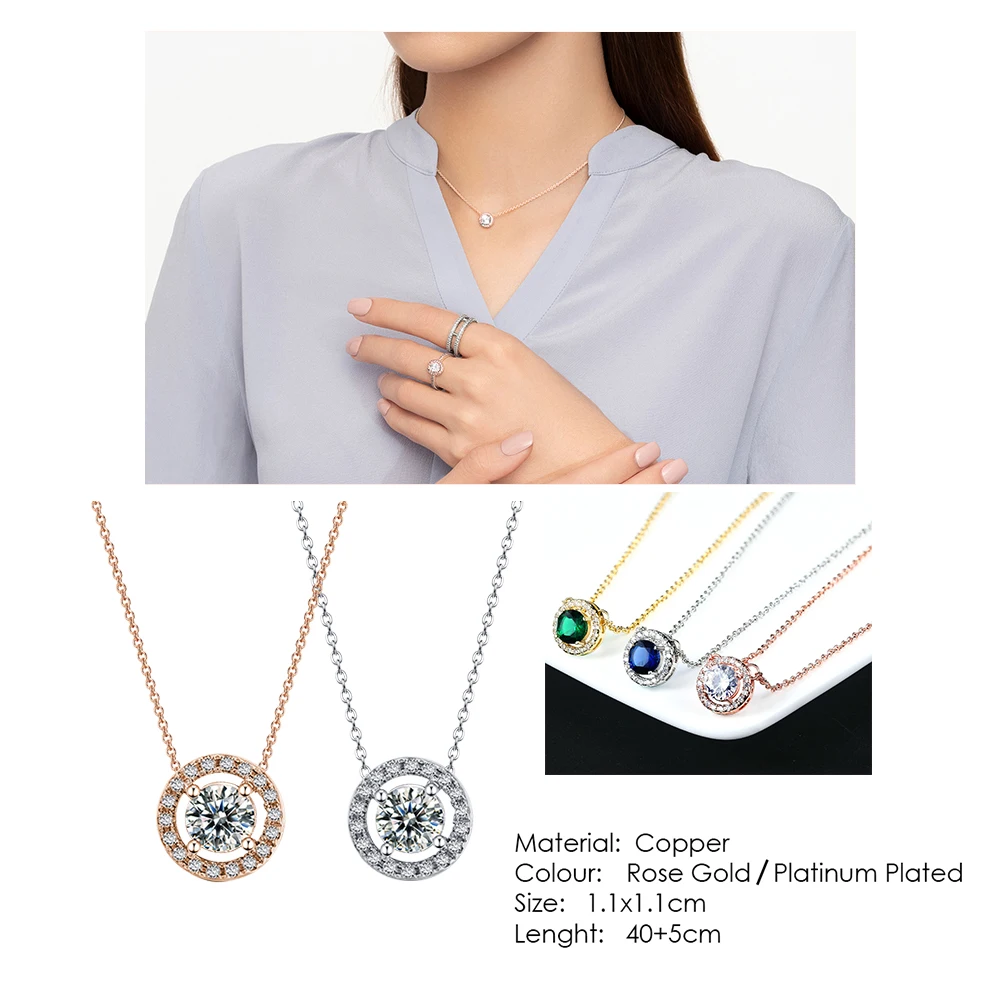 Wedding Pendant Necklaces For Women Female Shiny Zircon Bright Necklace Women\'s Chain on Neck Accessories Fashion Jewelry N431