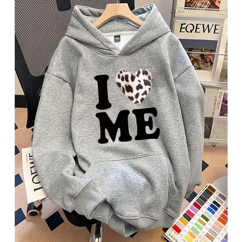 New Letters Print Hoodie for Women Autumn Winter Thick Harajuku Loose Pullover Sweatshirt HoodieStreetwear Women Y2k Sudaderas