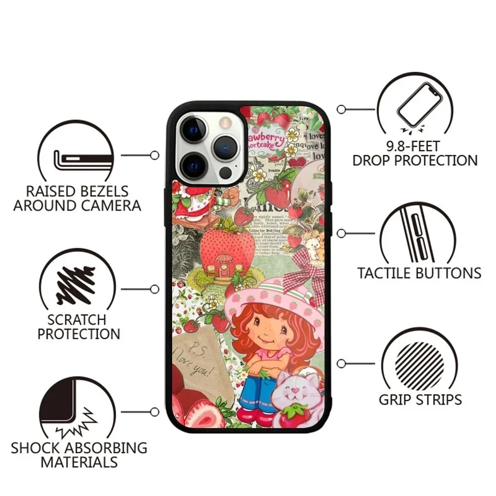 Girl Pink Strawberry S-Shortcake Phone Case For iPhone 16,15,14,13,12,11,Plus,Pro,Max,Mini Magsafe Magnetic Wireless Charging