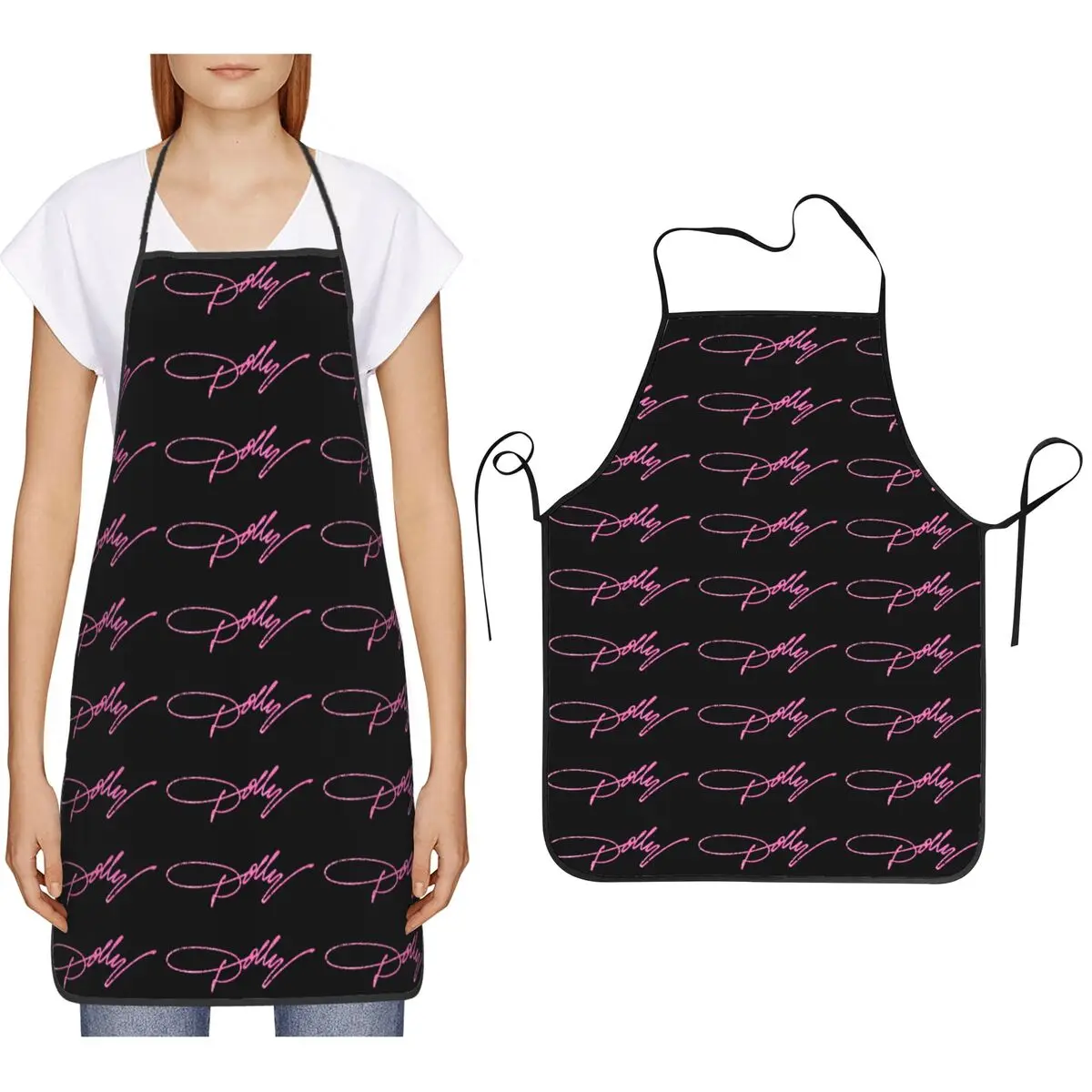 Dolly Parton Pink Sparkle Aprons Chef Cooking Cuisine Tablier Bib Kitchen Cleaning Pinafore for Women Men Painting