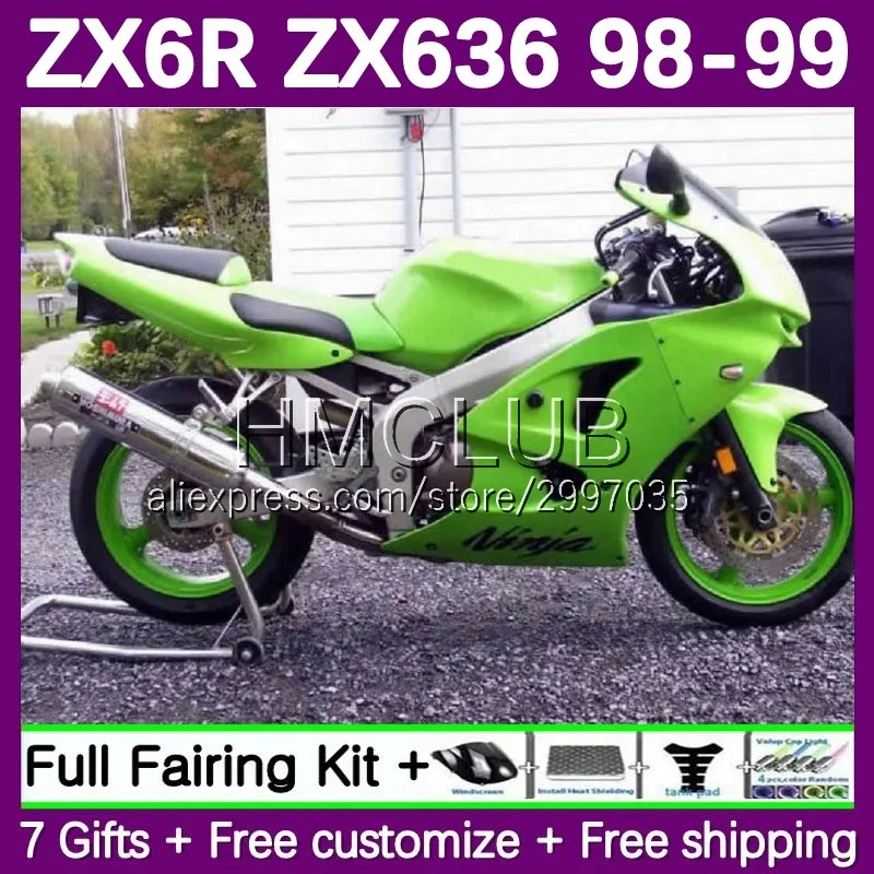 Fairing For KAWASAKI NINJA ZX-6R ZX636 ZX 6R 636 6 R ZX6R 98 99 96No.35 ZX-636 ZX 600 CC 600CC ZX600 1998 1999 Body Light Green