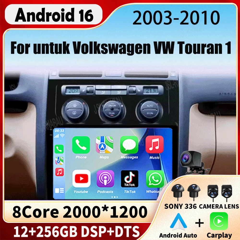Android 16 Car Radio For Volkswagen VW Touran 1 2003 2004 2005 - 2010 Pemutar Myvi Navigation GPS Multimedia Player Stereo