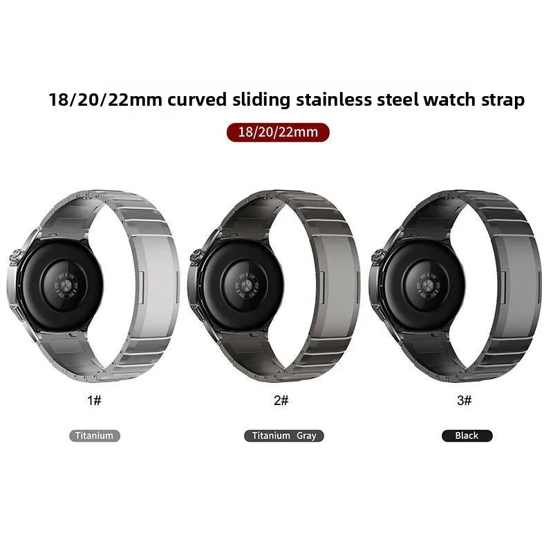 

Self Release Slide Stainless Steel Curved Watch Strap for Huawei GT3 GT4 GT5 GT6 for Samsung Galaxy Watch Replacement Metal Band