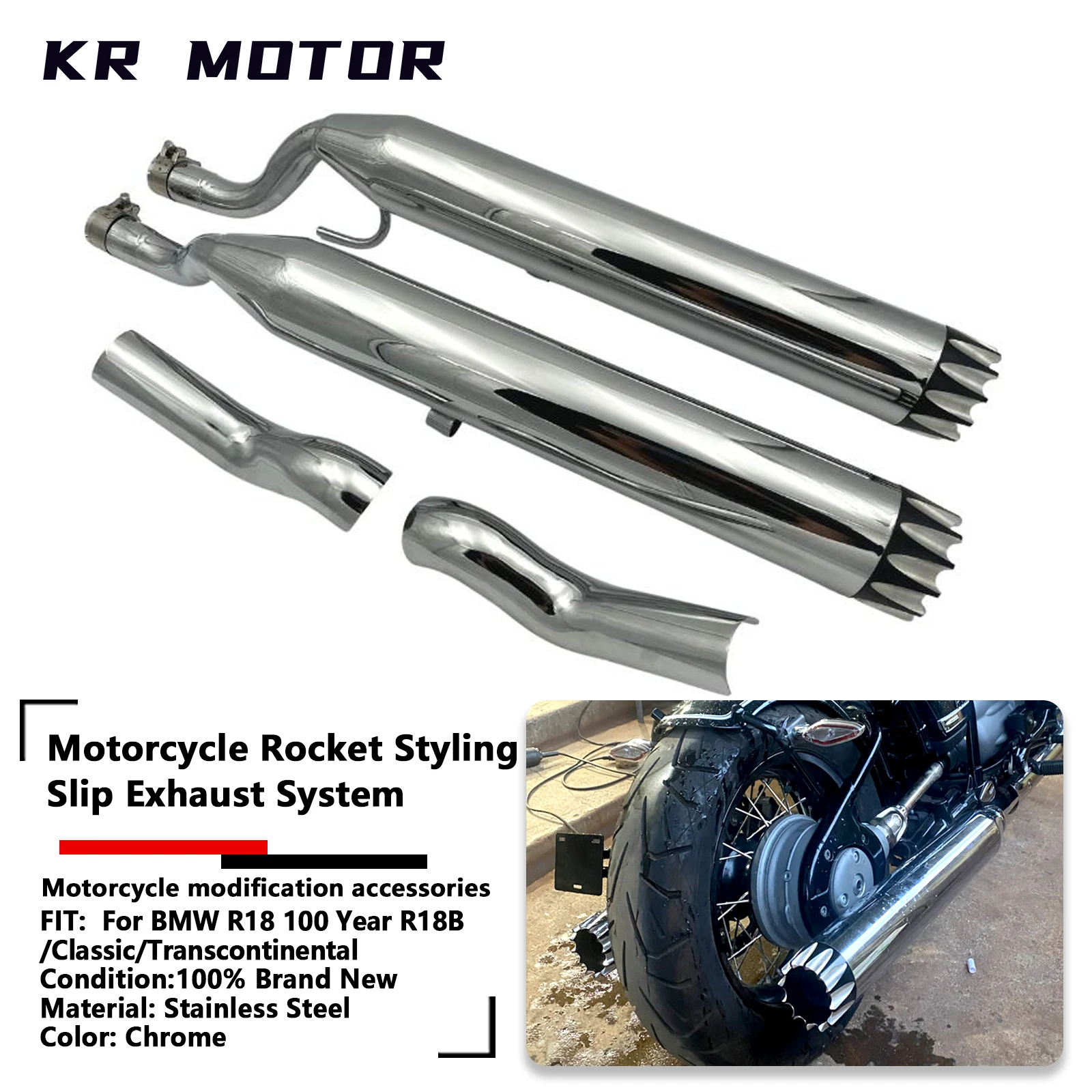 

Rocket Styling Slip Tail Pipe Slip-On Exhaust System For BMW R18 100 Year R18B R 18 B/Classic/Transcontinental Slip Ons Mufflers