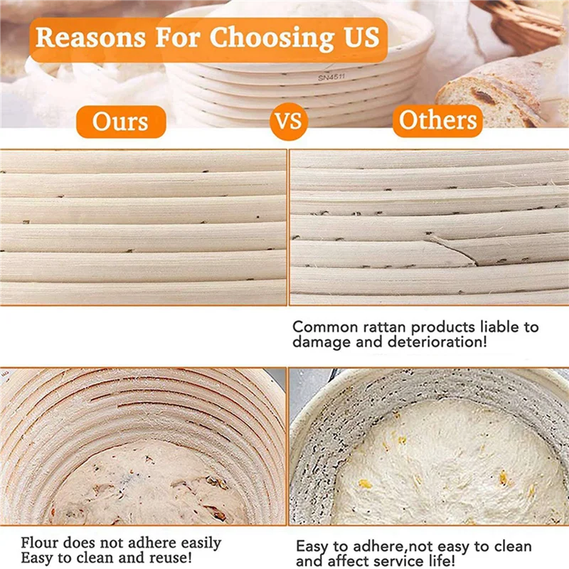 

8 Packs 10 Inch Oval Shaped Bread Proofing Basket - Baking Dough Bowl Gifts For Bakers Proving Baskets