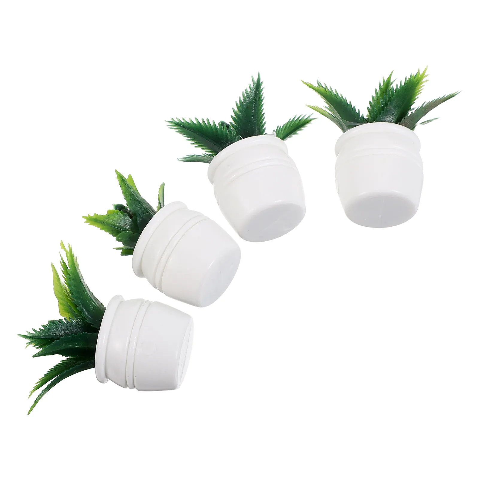 

Набор из 4 миниатюрных растений в горшках: реалистичные имитации бонсай для декора дома, офиса и стола