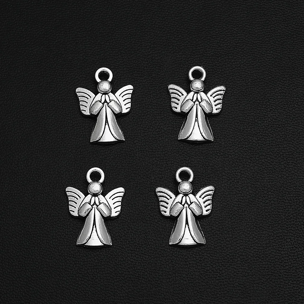 15pcs/Lot 19x14mm  Antique Guardian Angel Charms Fairy Pendant For DIY Necklace Keychain Jewelry Making Supplies Accessories