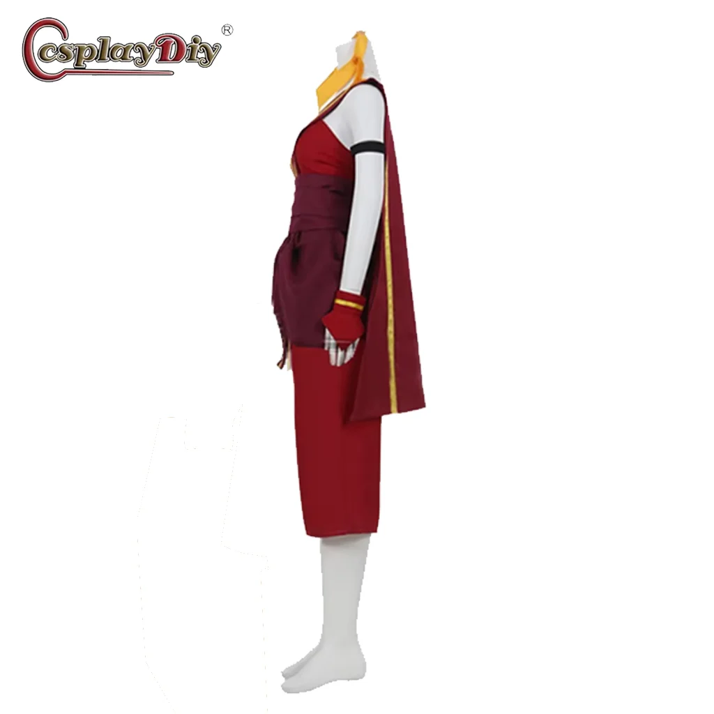 Cosplaydiy Avatar The Last Airbender Toph Beifong Cosplay Women Red Suit Adult Girls Costume Halloween Party Outfit