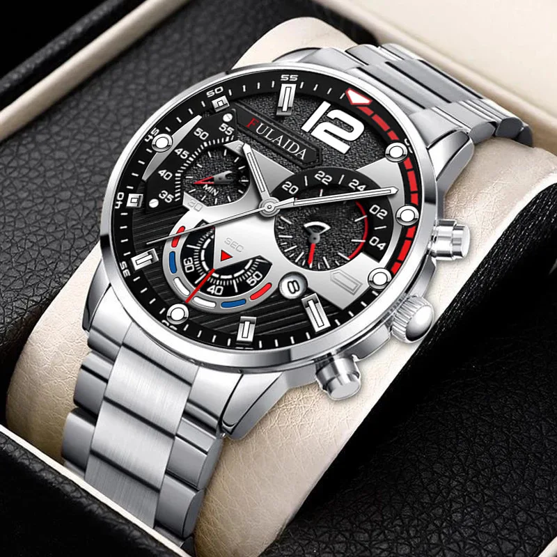 

Exquisite Mens Watch Quartz Classic Wristwatch Steel Belt with Calendar Business Masculino Relogio Herren Uhren Gifts for Male