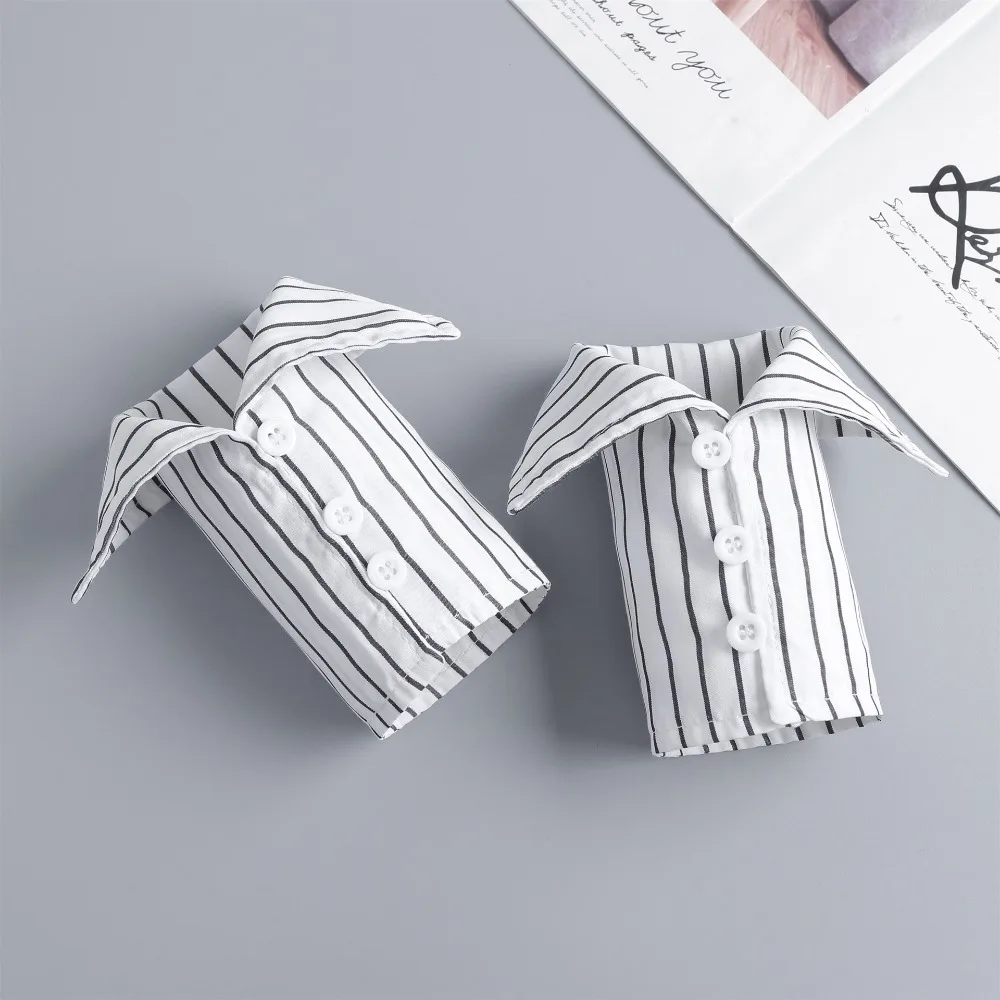 Camicia a righe morbide staccabili Colletto finto Pendolarismo Comode maniche finte a mano Polsini finti decorativi facili da indossare Ufficio