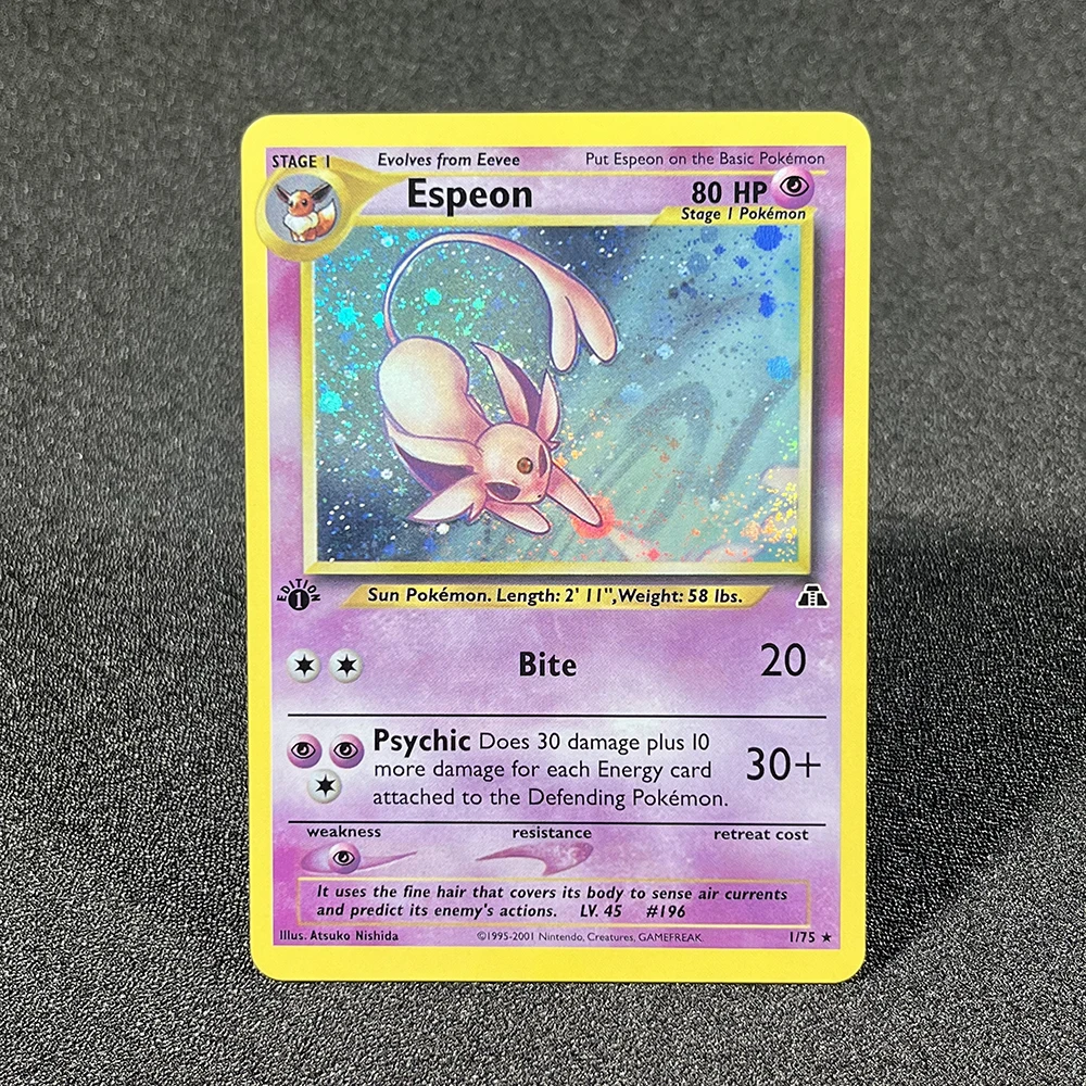 PTCG 포일 카드, Lugia Espeon Politoed Alakazam Mewtwo Kingdra Zapdos Raichu 1996 1st Edition 게임 컬렉션 PKM 프록시 카드