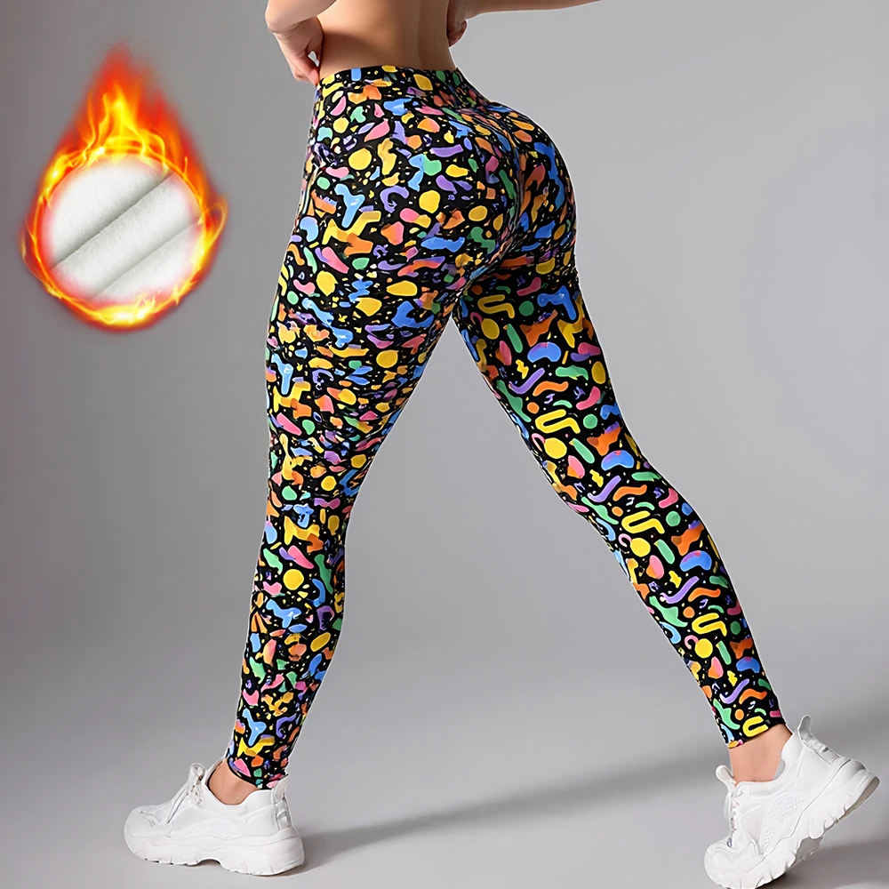 

Mia Muse Autumn Leggings 2025 Women's Ventilate Doodle Printing High Waist Sporty Ankle Basics Leggings
